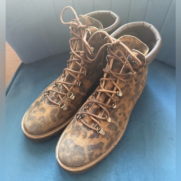 NWOT Sundance made in Italy  Brown Leopard Ankle Boots - Picture 1 of 5